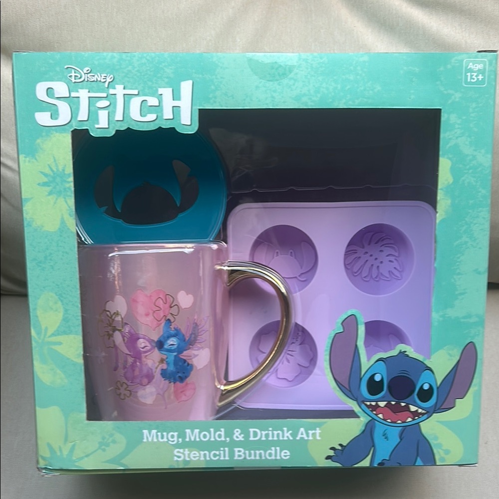 Disney Stitch Pearlescent Mug, Art Stencil, 4 Ice/Chocolate Mold Designs Tray